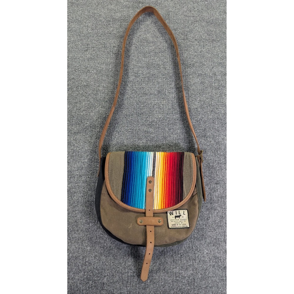 Will Leather Goods 2012 Dhurrie Waxed Canvas Crossbody Bag Olive Green OOAK USA
